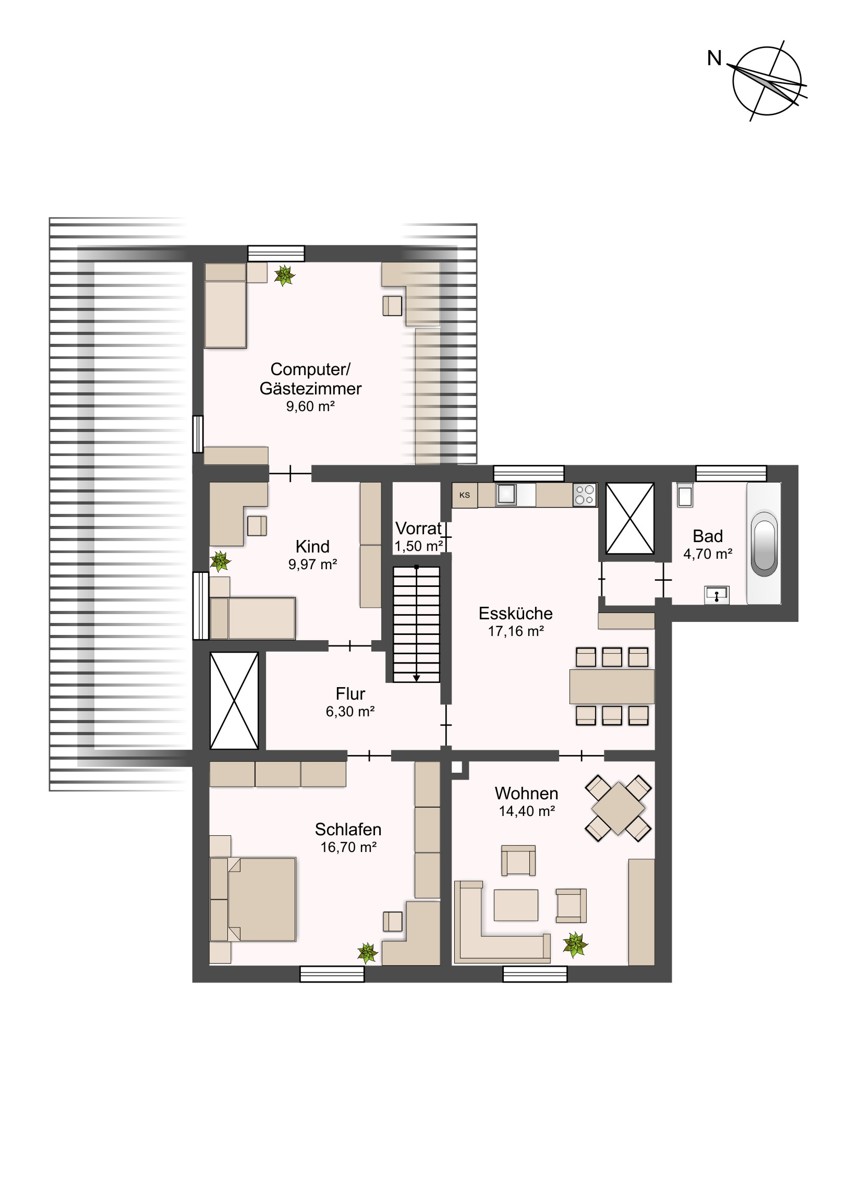 Grundriss Dachgeschosswohnung Bielefeld / J�llenbeck