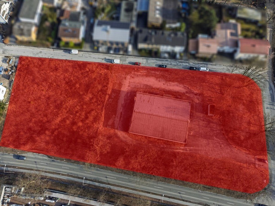 Drohnenaufnahme mit farbiger Markierung Gewerbegrundst�ck Bielefeld