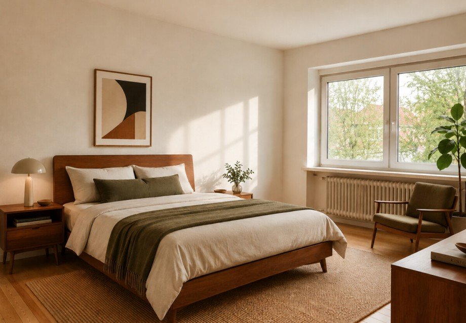 Schlafzimmer - KI-visualisiertes Beispielbild Etagenwohnung Bielefeld