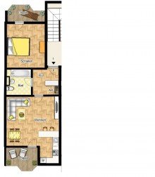 Grundriss Gem�tliche 2-Zimmerwohnung mit 2 Loggien in Bielefeld-Gro�dornberg