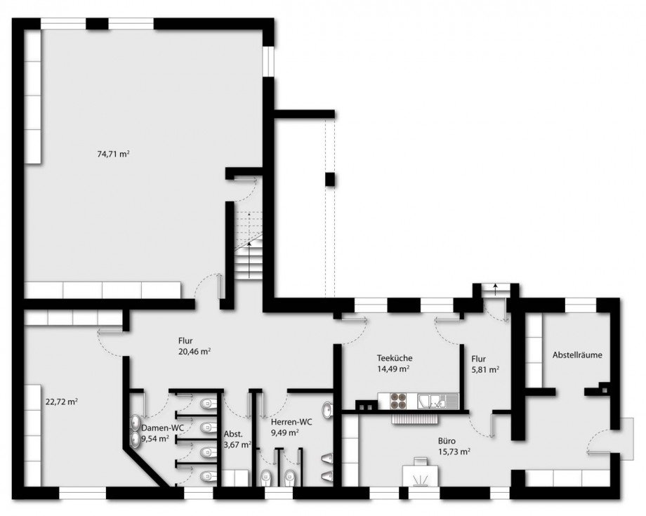 Grundriss KG farbig Praxis Bielefeld