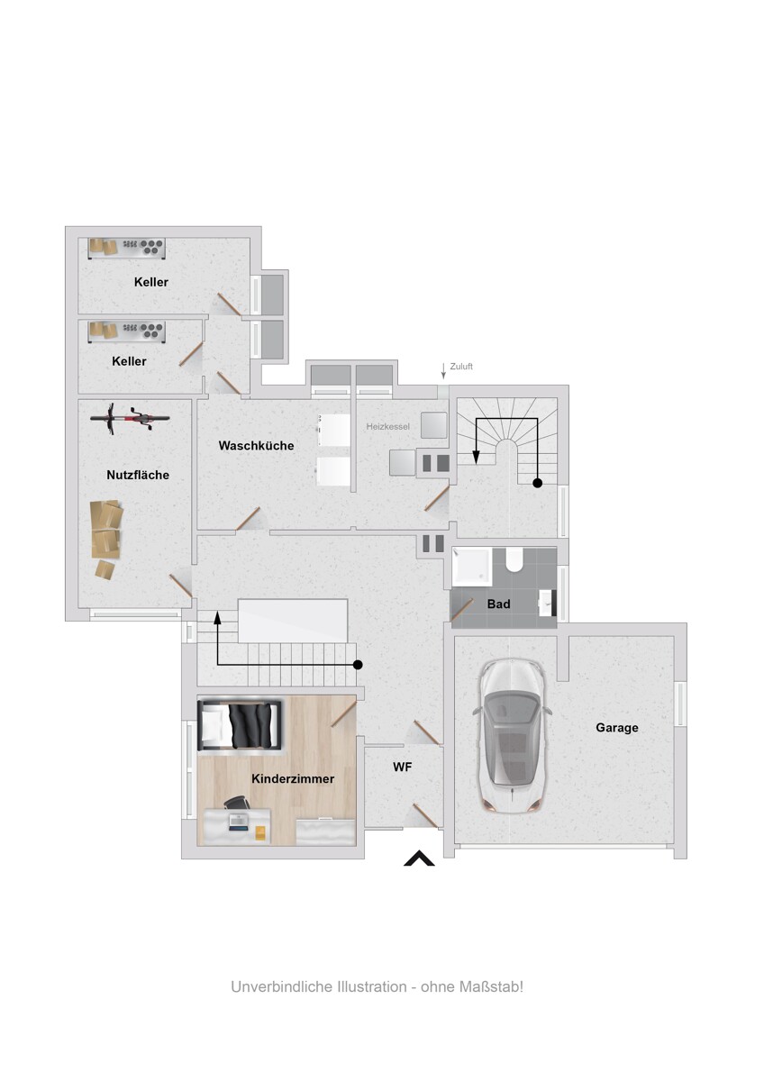 Grundriss KG - WE1 Zweifamilienhaus Bielefeld / Gadderbaum