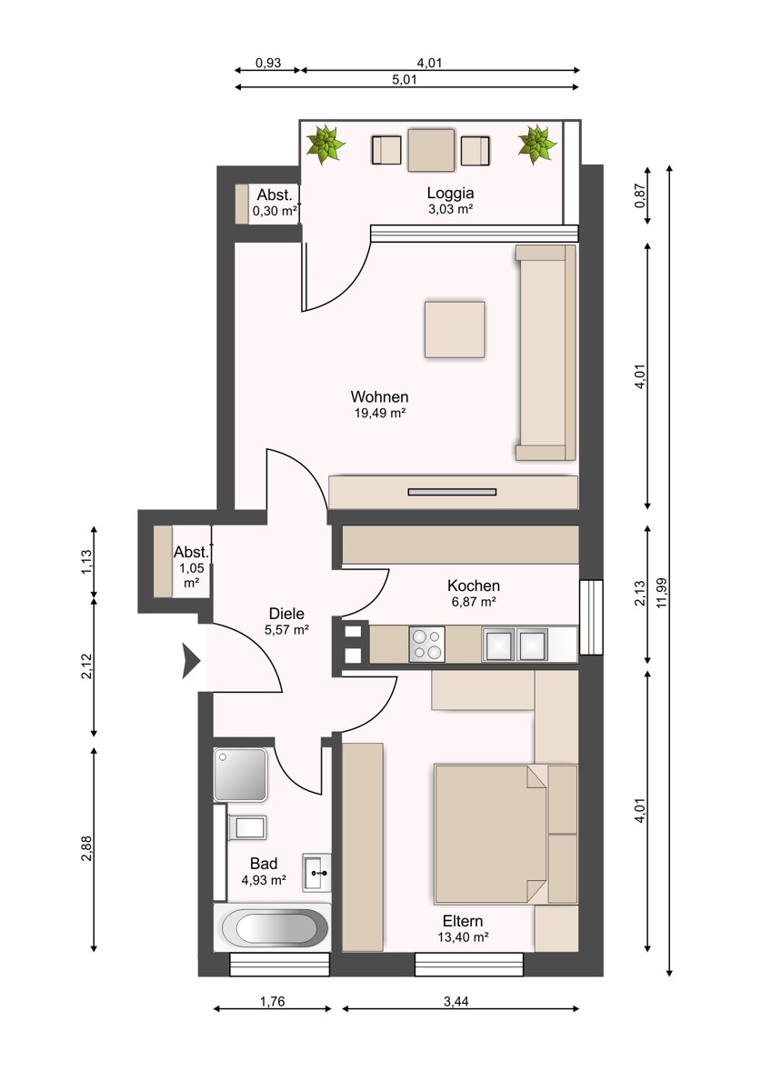 Grundriss Etagenwohnung Halle