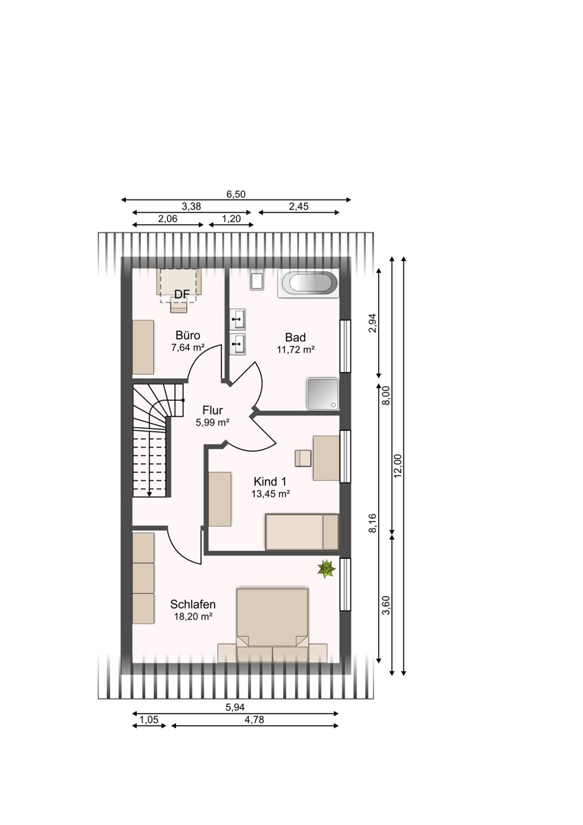 Grundriss 1.OG Doppelhaush�lfte Bielefeld