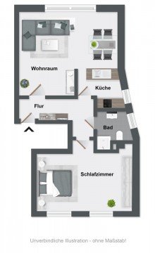Grundriss City-Apartment im Lutter-Gebiet - Bj. 1989 - 2 Zimmer in der Innenstadt mit PKW-Stellplatz