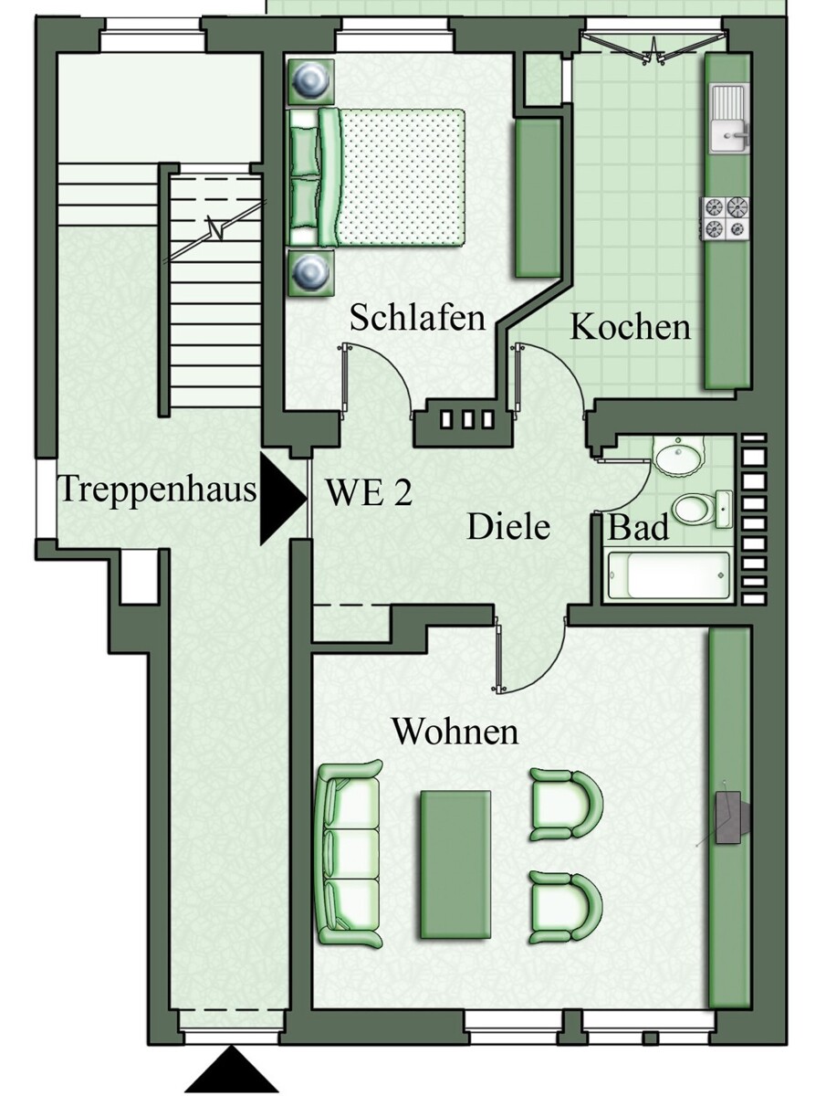 Grundriss Erdgeschosswohnung Bielefeld / Mitte