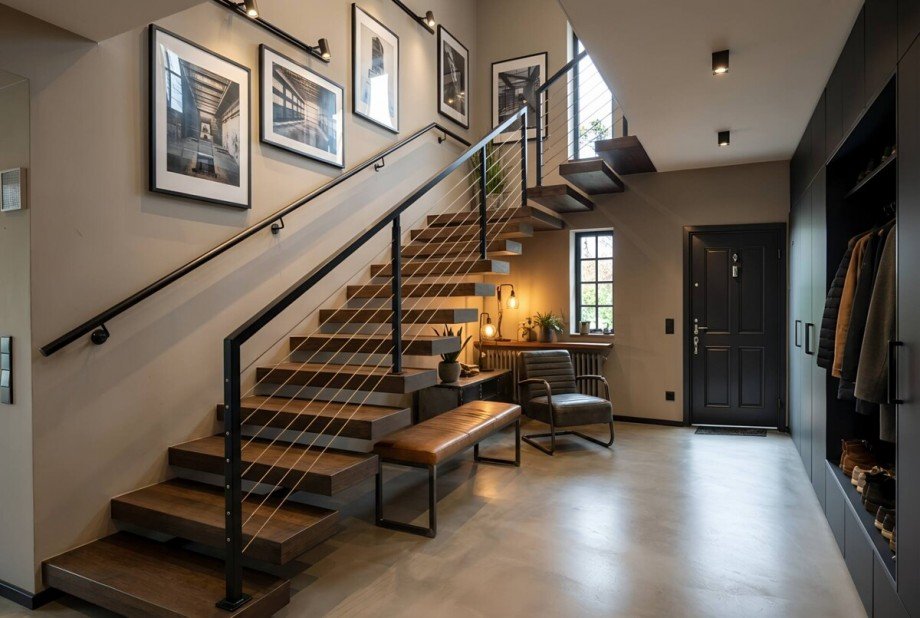 KI generiert - Garderobe - Aufgang zum OG Zweifamilienhaus Bielefeld / Gadderbaum