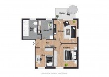 Grundriss Vermietete 3-Zimmer Wohnung im 1.OG mit Balkon in beliebter Wohnlage von Bielefeld - Brackwede