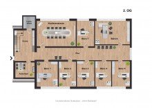 Grundriss 2.OG B�ro Moderne B�roetage mit Eichenparkett  + 260m� Lagerfl�che mit Lastenaufzug und Parkpl�tzen!