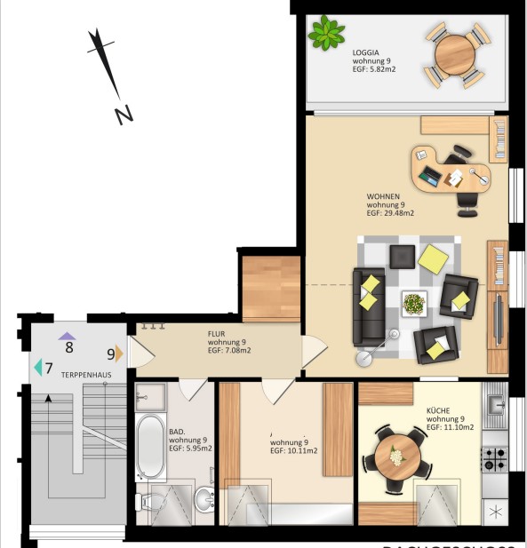 Grundriss Dachgeschosswohnung Bielefeld