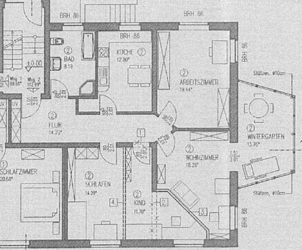 Grundriss 2 Erdgeschosswohnung Bielefeld