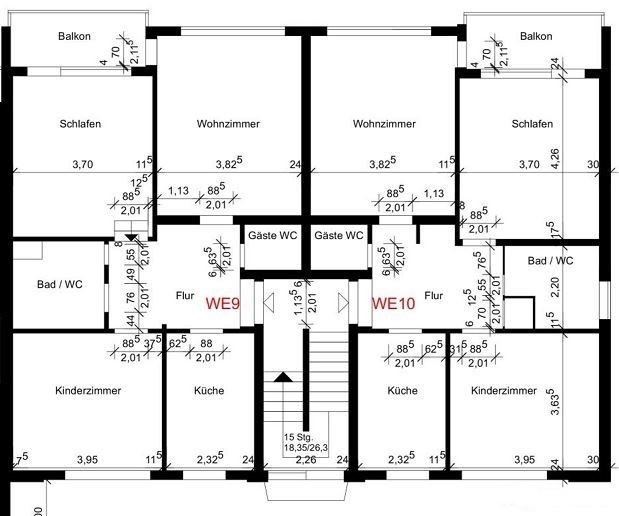 15-Grundriss Obergeschoss Mehrfamilienhaus Bielefeld