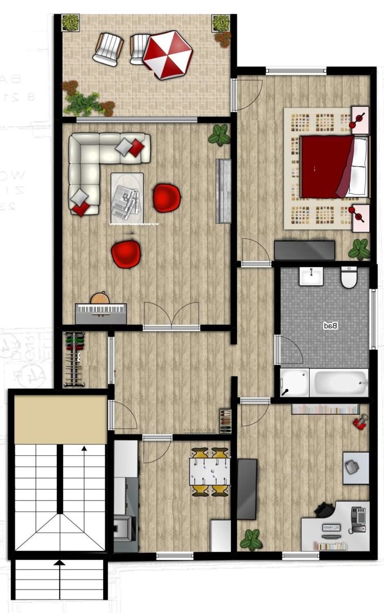 Grundriss 1OG Etagenwohnung G�tersloh