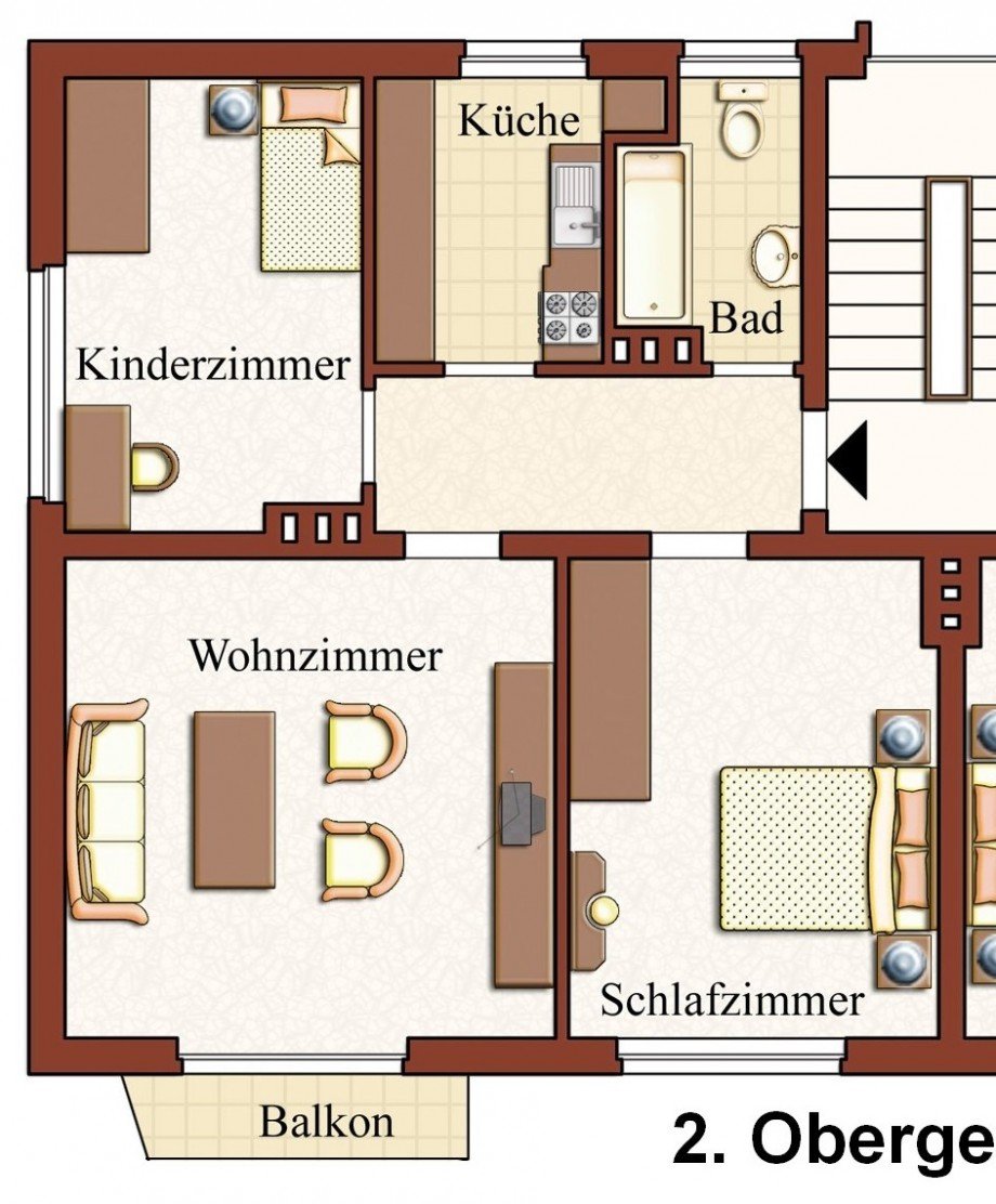 Grundriss 2.OG rechts Etagenwohnung Bielefeld