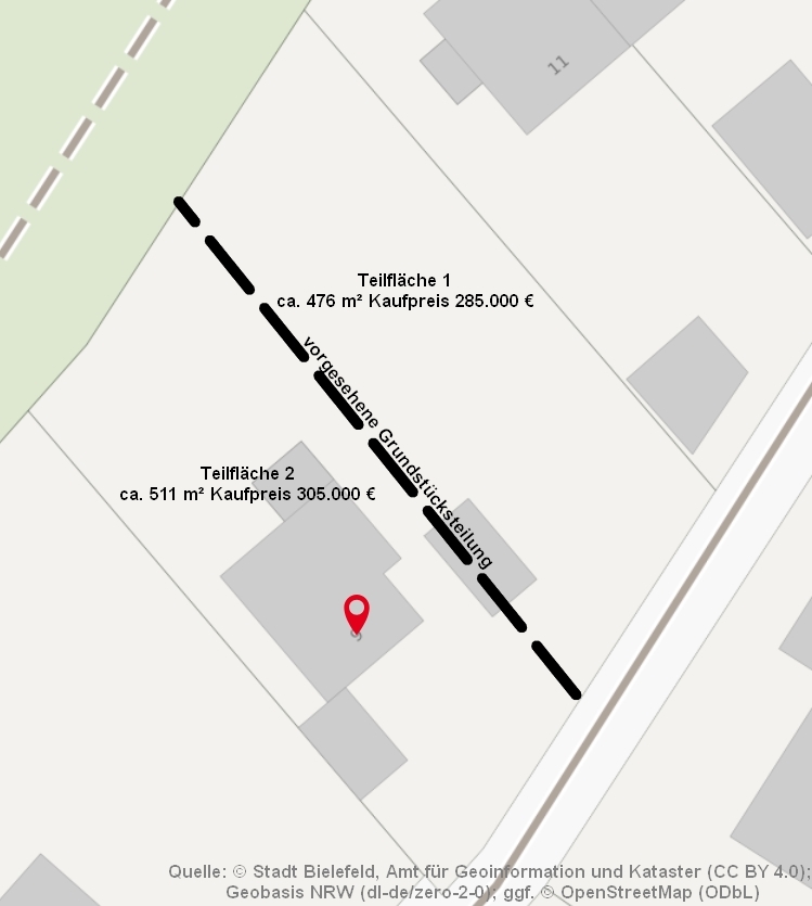 Lageplan Wohngrundst�ck Bielefeld / Hoberge